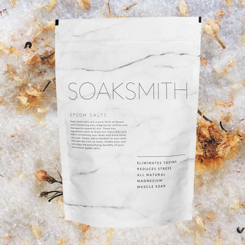 Soak Smith Refresh Magnesium Epsom Salt bath soak with flowers